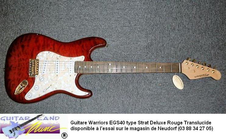 Guitare Warriors EGS40 type Strat Deluxe Rouge Translucide